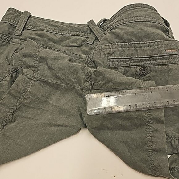Calvin Klein Women's Shorts Size 4 Olive Green Linen Blend Pockets Outdoors Y2K - Picture 13 of 14